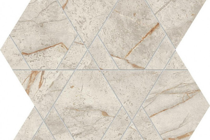Фото Мозаика AYLW Marvel Diva White Everest Mosaico Triangle Lapp. 28,9x33,4 9мм полированная - 1