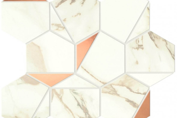 Декор A4WW Marvel Calacatta Imperiale Gold Hex Shiny Lucida