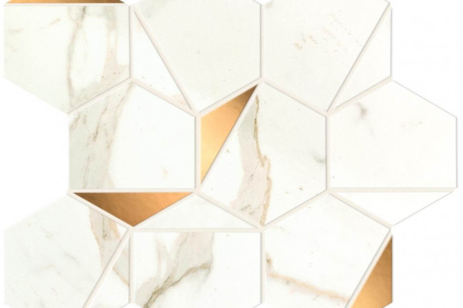 Декор A4WU Marvel Calacatta Prestigio Gold Hex Shiny Lucida