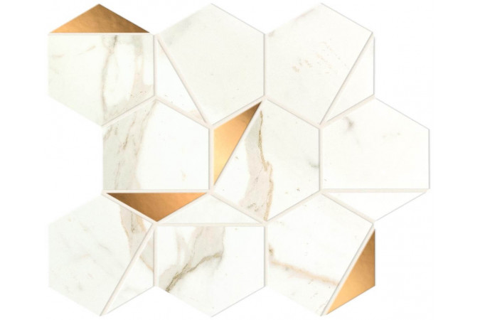 Декор A4WU Marvel Calacatta Prestigio Gold Hex Shiny Lucida