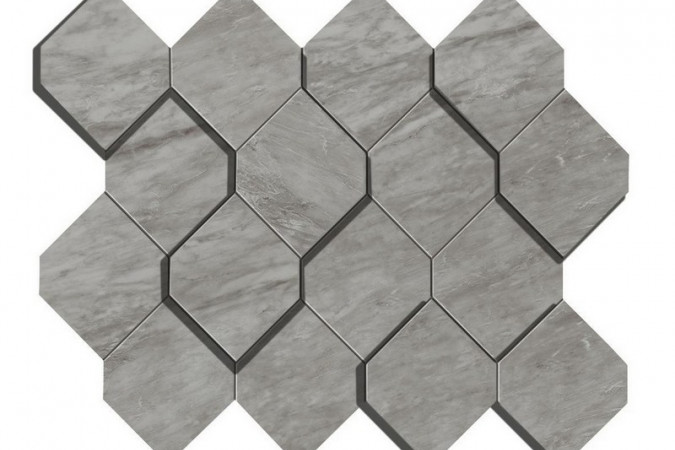 Декор AS39 Marvel Bardiglio Grey Mosaico Esagono 3D Lappato