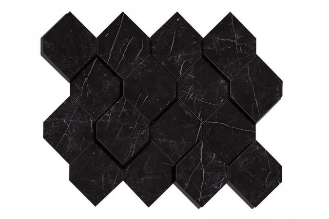 Фото Декор AS4B Marvel Nero Marquina Mosaico Esagono 3D Lappato - 1
