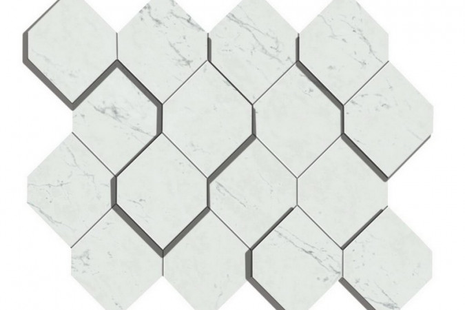 Декор AS4A Marvel Carrara Pure Mosaico Esagono 3D Lappato