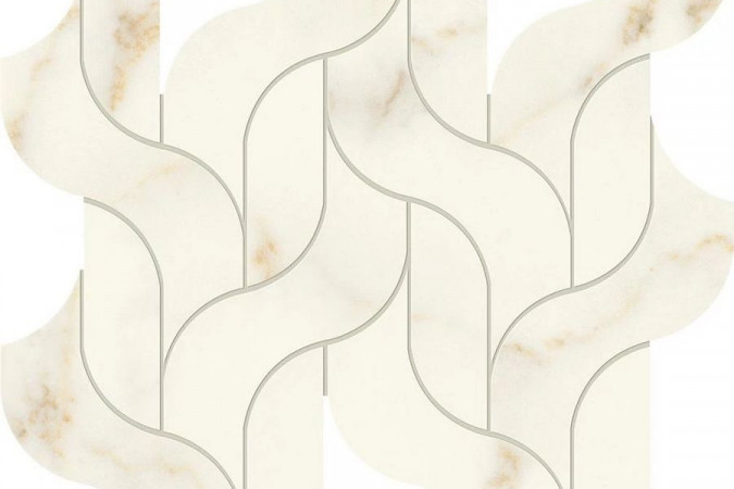 Декор AF8R Marvel Calacatta Apuano Mosaico Waterfall Lappato