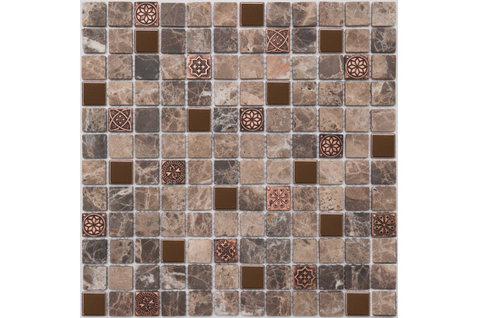 Фото Мозаика NS Mosaic K-716 мрамор метал матовая 29,8x29,8см - 1