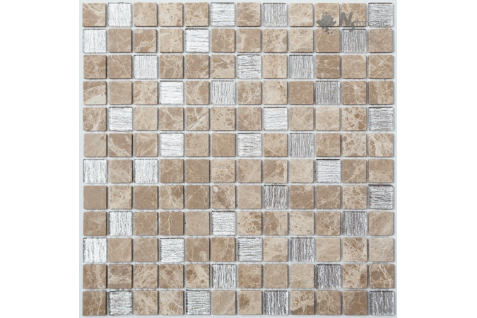 Фото Мозаика NS Mosaic K-754 мрамор стекло матовая 29,8x29,8см - 1