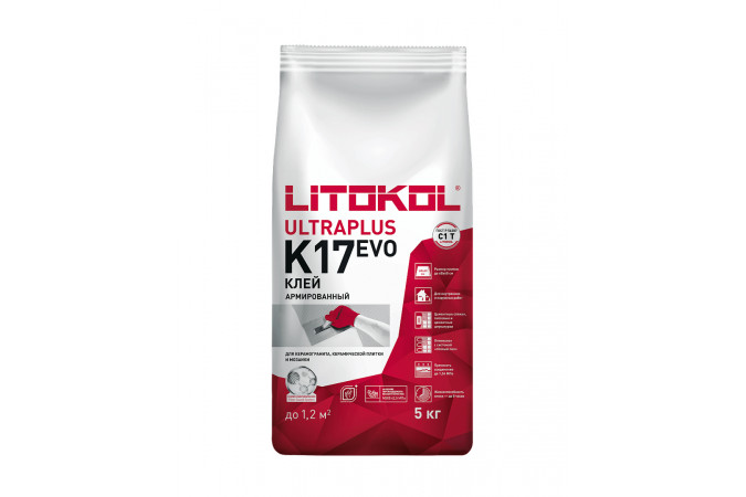 Фото Клей для плитки и керамогранита ULTRAPLUS K17 EVO (класс С1 T), 5 кг - 1