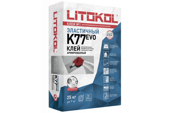Фото Клей высокоэластичный для плитки, керамогранита и камня SUPERFLEX K77 БЕЛЫЙ (класс С2 TE S1) 25кг - 1
