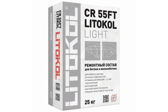 Быстротвердеющая ремонтная смесь LITOKOL CR 55FT LIGHT 25кг