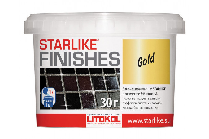 Декоративная добавка золотистого цвета STARLIKE FINISHES  GOLD 30г