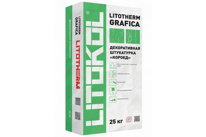 Фото Декоративная штукатурка «короед» LITOTHERM GRAFICA 25кг Артикул: 481120002 - 1