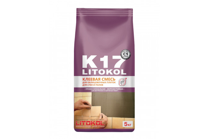 Фото Клей для плитки и керамогранита LITOКOL K17 (класс С1) 5кг - 1