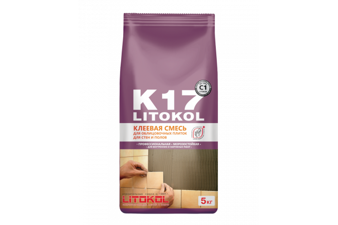 Клей для плитки и керамогранита LITOКOL K17 (класс С1) 5кг