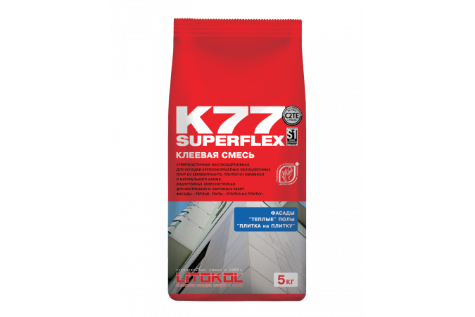 Клей для укладки плитки SUPERFLEX K77 (класс С2 TE S1) 5кг