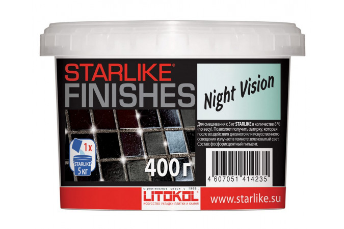 Фото Фотолюминесцентная декоративная добавка STARLIKE FINISHES NIGHT VISION 400г - 1