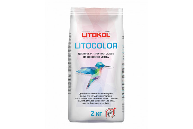 Цветная затирочная смесь LITOCOLOR 2 кг L руб Белый 2кг