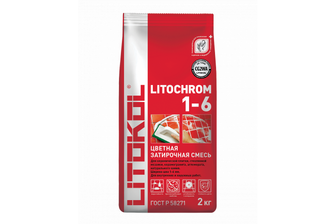 Цементная затирочная смесь LITOCHROM 1-6 C руб белый 2кг