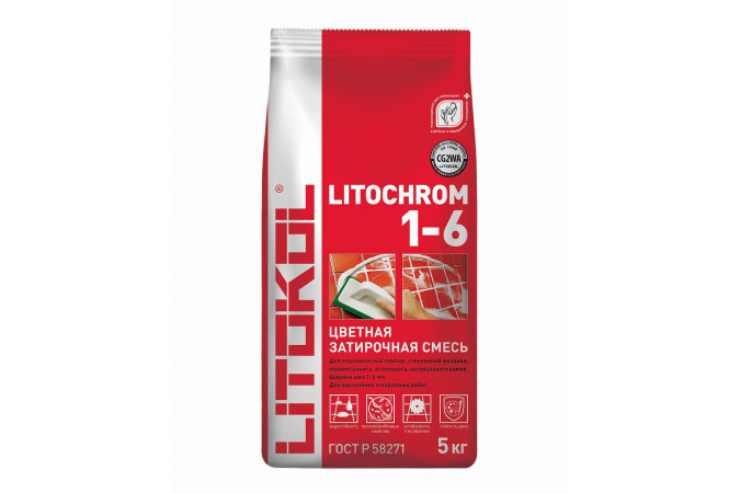 Цементная затирочная смесь LITOCHROM 1-6 C.10 серый 5кг