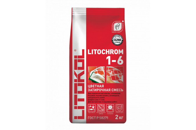 Цементная затирочная смесь LITOCHROM 1-6 C.100 светло-зелёный/мята 2кг
