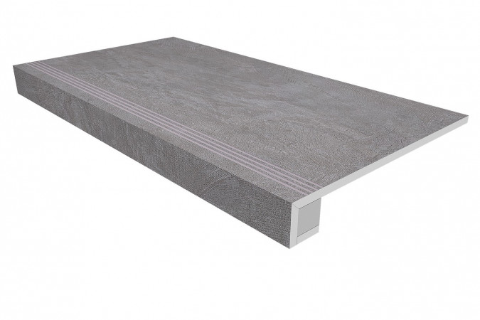 Комплект (Ступень SR01 (33x120) непол. (прямоугол. бортик) с насечками + Подступенок (14,5x120))